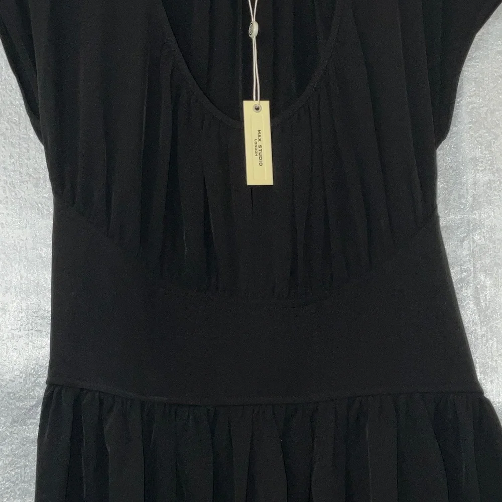 Max Studio London Black Maxi Dress with Cap Sleeves Women’s Medium - Picture 5 of 5